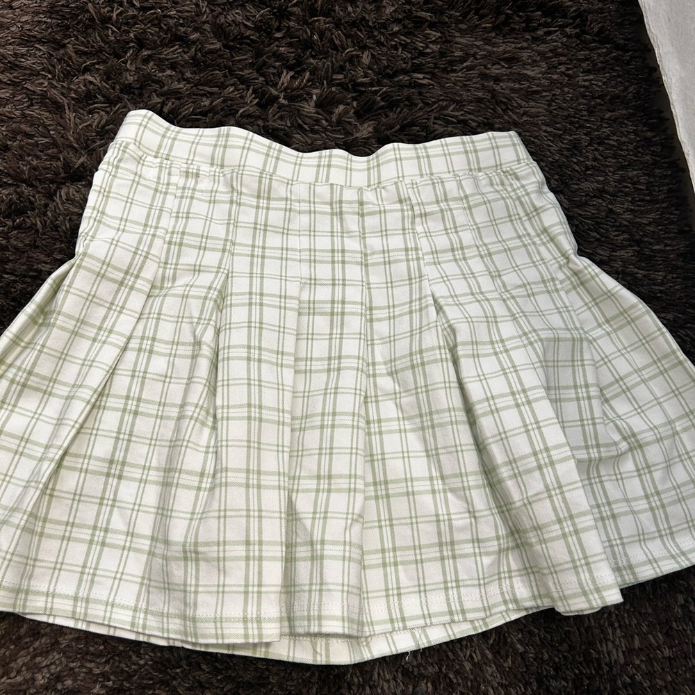 Stylish Plaid Green and White Women's Skirt